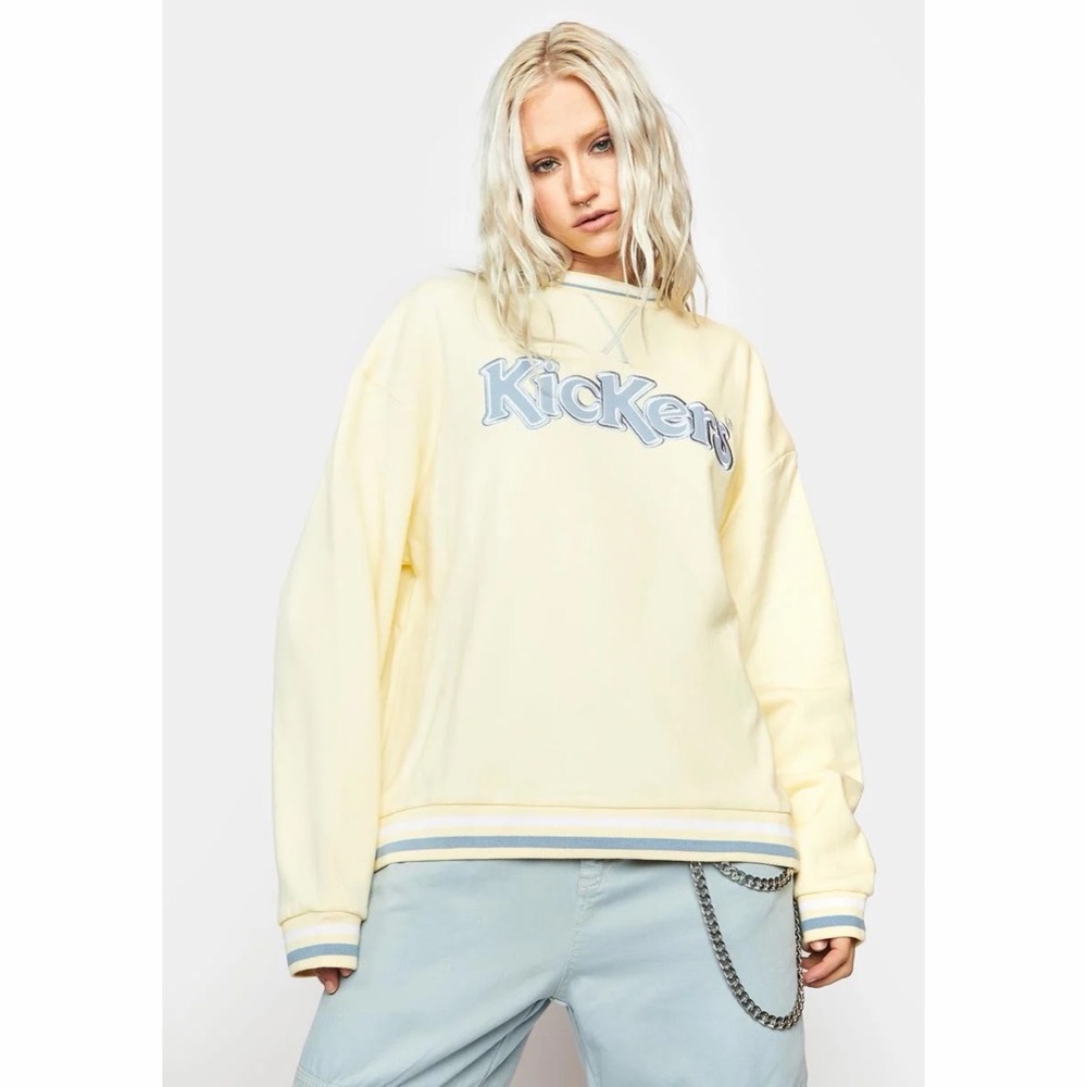 Kickers Grafter Sweatshirt - Butter Yellow - Varsity - Dolls Kill